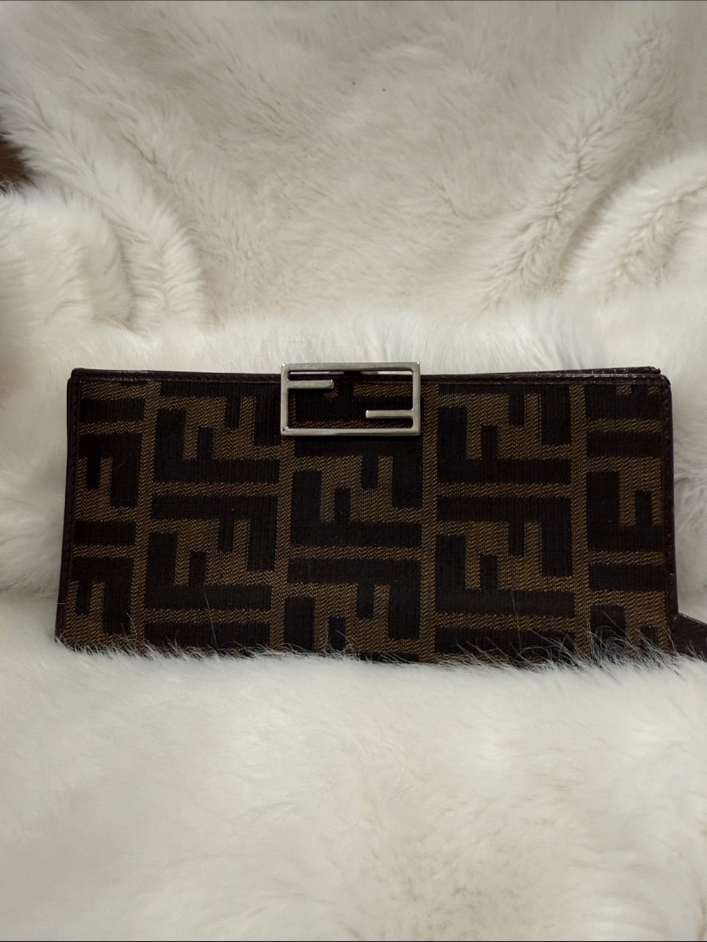 Fendi Brown and Black Zucca Logo Canvas Wallet great condition see pictures!